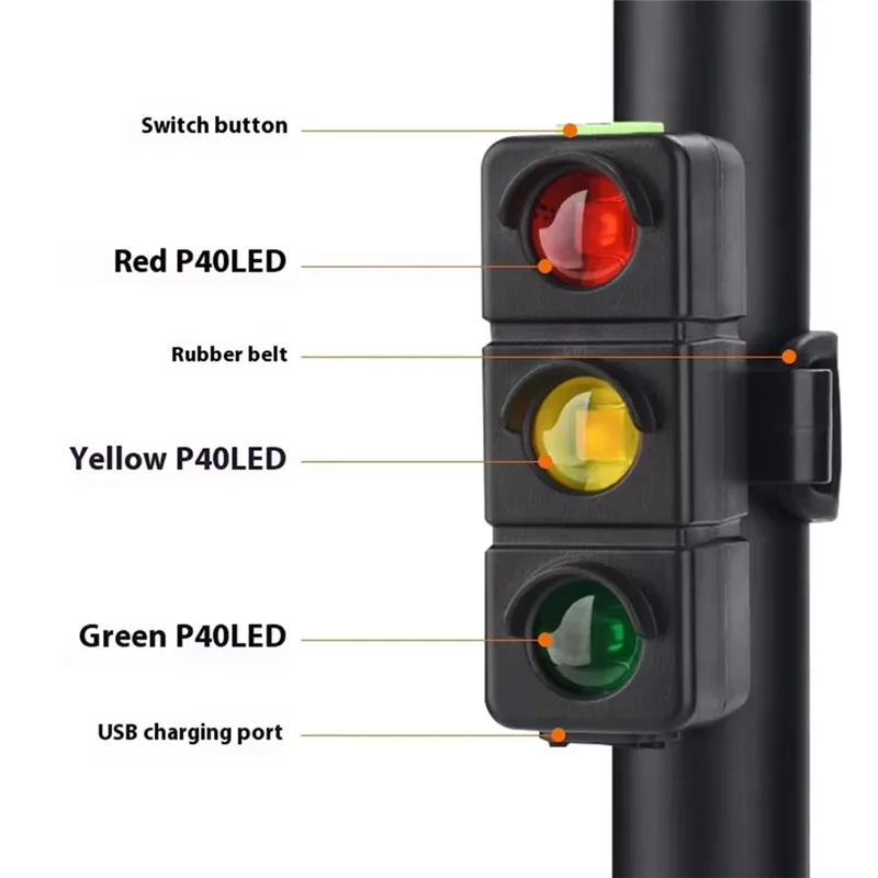 3 LED إبداع حركة المرور دراجة الضوء الخلفي تحذير السلامة الدراجة الخفيفة سهلة التركيب لملحقات ركوب الدراجات-AT20