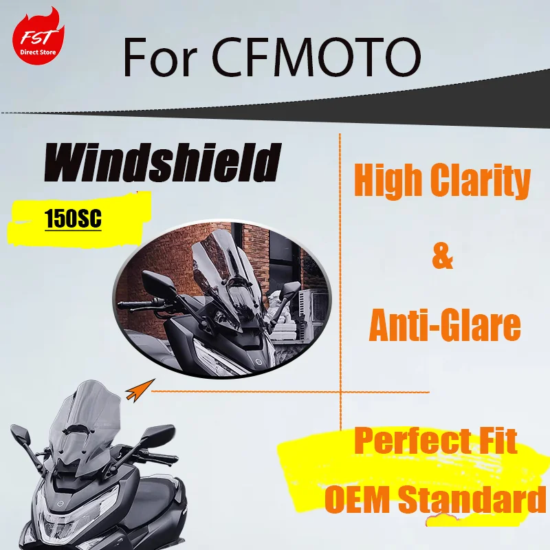 Durable Extended Height Adjustable Windshield for CFMOTO 150SC, Stable Wind Deflector & Mirror Forward Mount