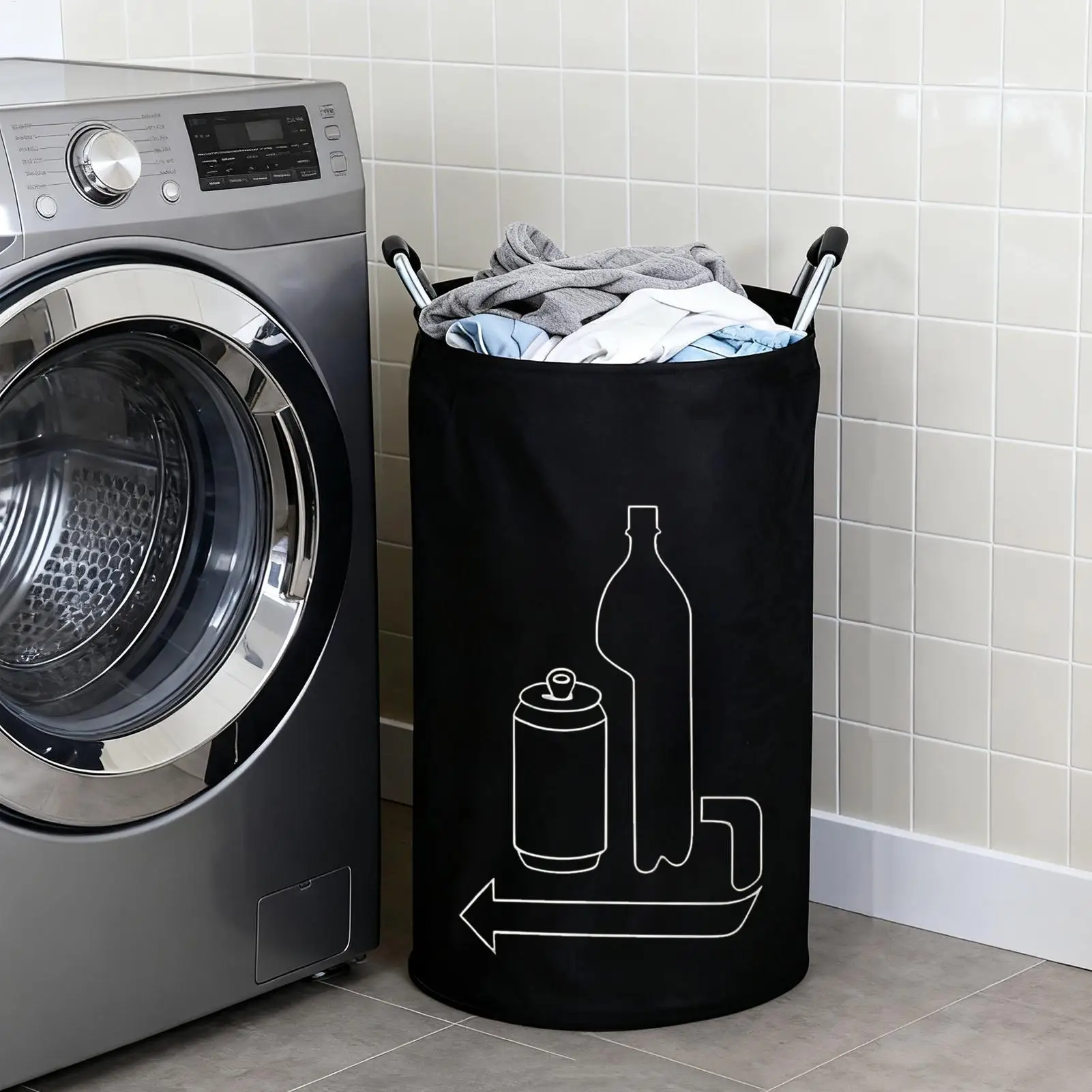 Large Capacity Empty Bottle Storage Basket With Aluminum Handle 115L Wastewater Bottle Collector Bag Folding Recycling Bin