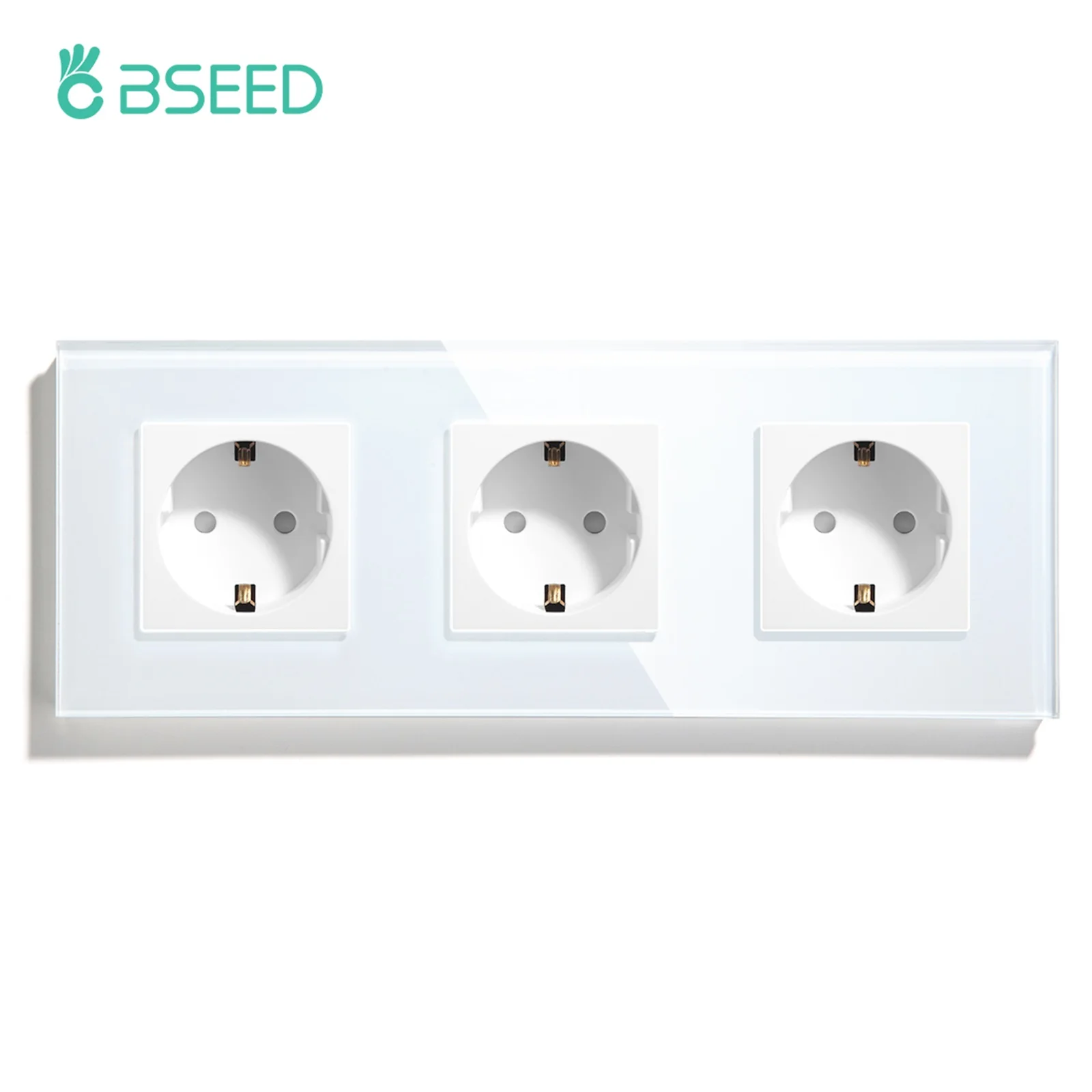 BSEED Touch-Lichtschalter mit LED-Hintergrundbeleuchtung, EU-Wandsteckdosen, Schalter mit Glaspanel, max. Belastung 300W, 1/2/3-Gang 1-Weg-LED-Lichtschalter