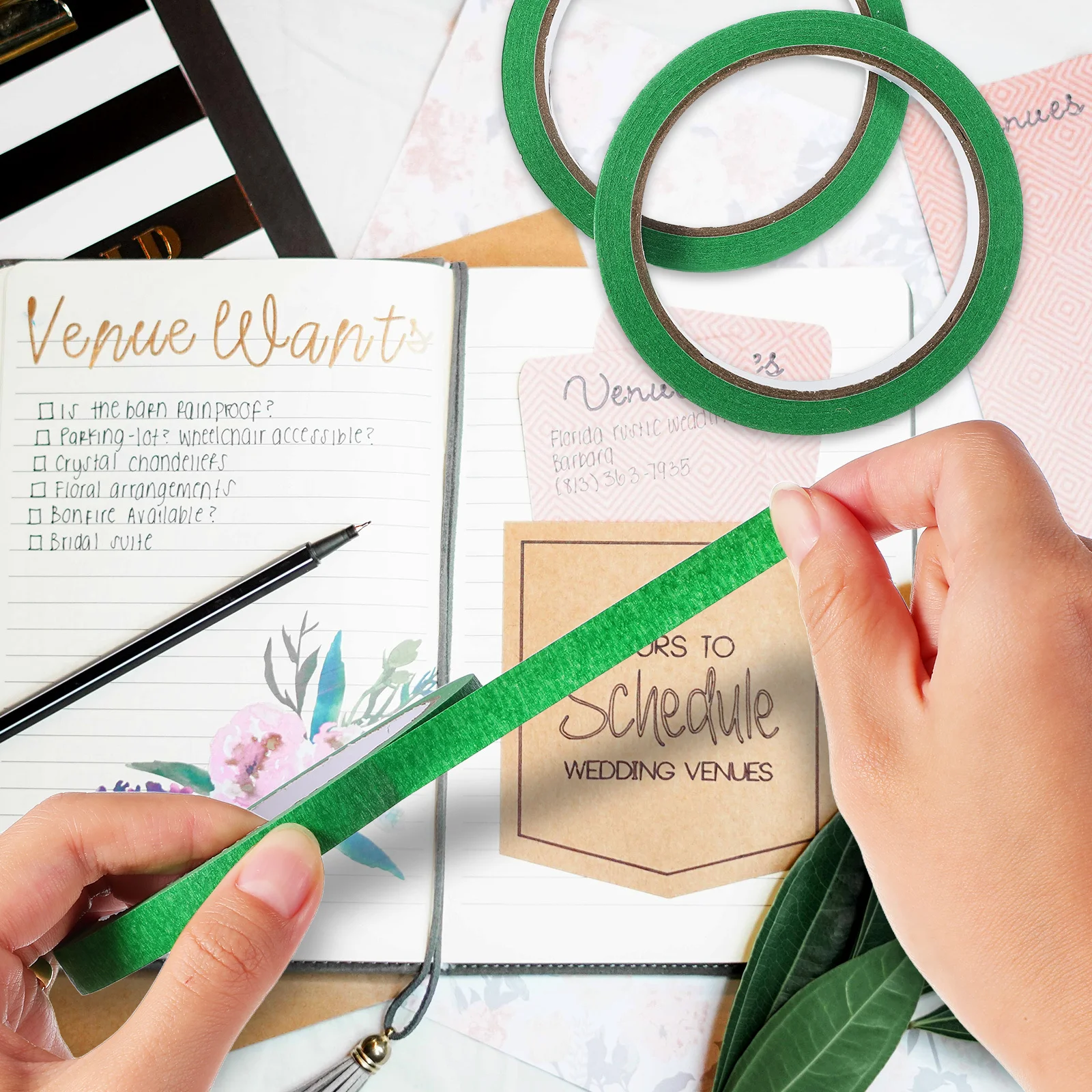 

6pcs 6 Rolls Colored Masking For Crafts Diy Watercolor Paper Car Painting Artist Crepe Paper Craft Tape Roll Painters Tape