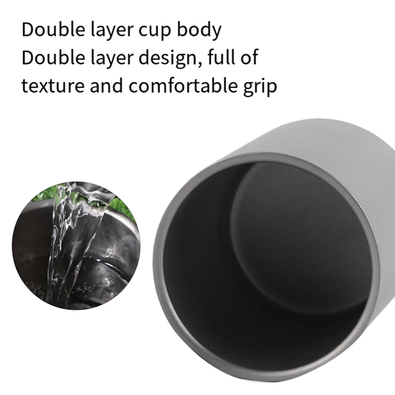 Double Wall Titanium Water Cup Coffee Tea Mug For Home Office Outdoor Camping Hiking Picnic Without Handle