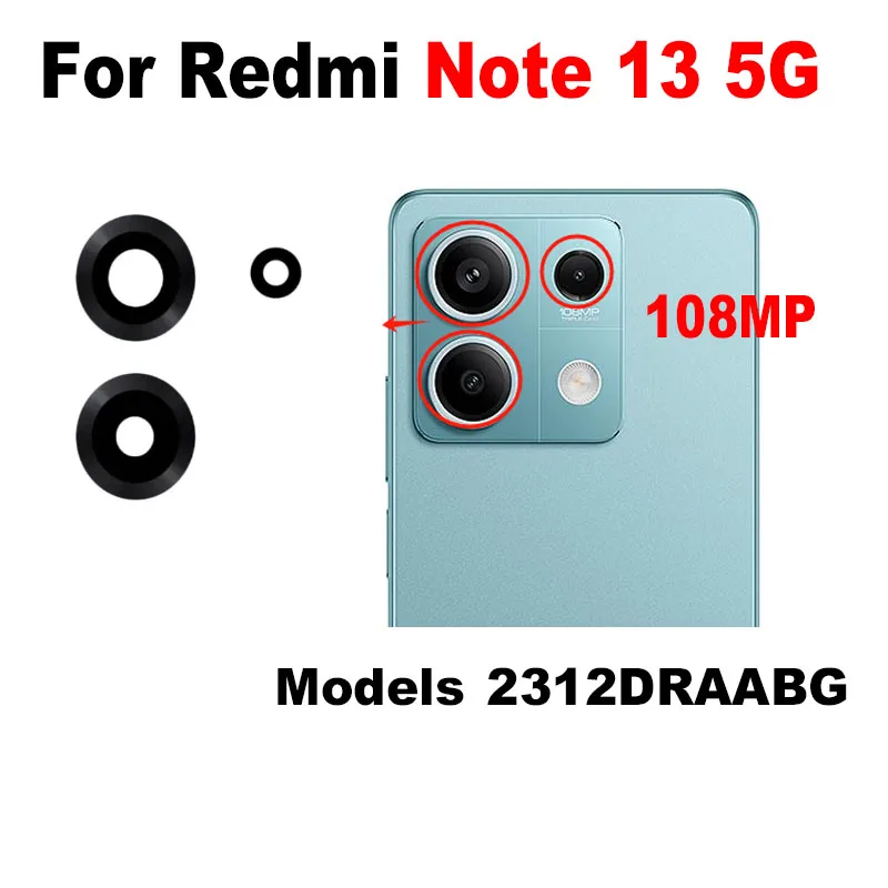 Per Xiaomi Redmi Note 13 Pro + Plus lente posteriore per fotocamera vetro posteriore con adesivo adesivo sostituzione 4G 5G