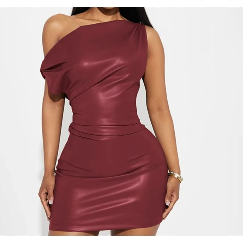 

Платье с асимметричным вырезом на плече, облегающее бедра, женское, новинка 2026 года, сексуальная мини-юбка