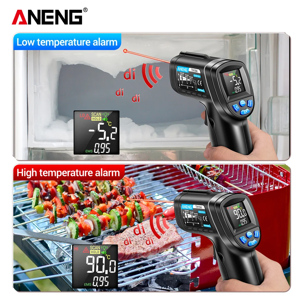 ANENG TH104 Infrared Handheld Temperature Gun -50~550℃ IR laser Sensor Thermometer Thermal Imager VA Screen Meter Pyrometer Tool