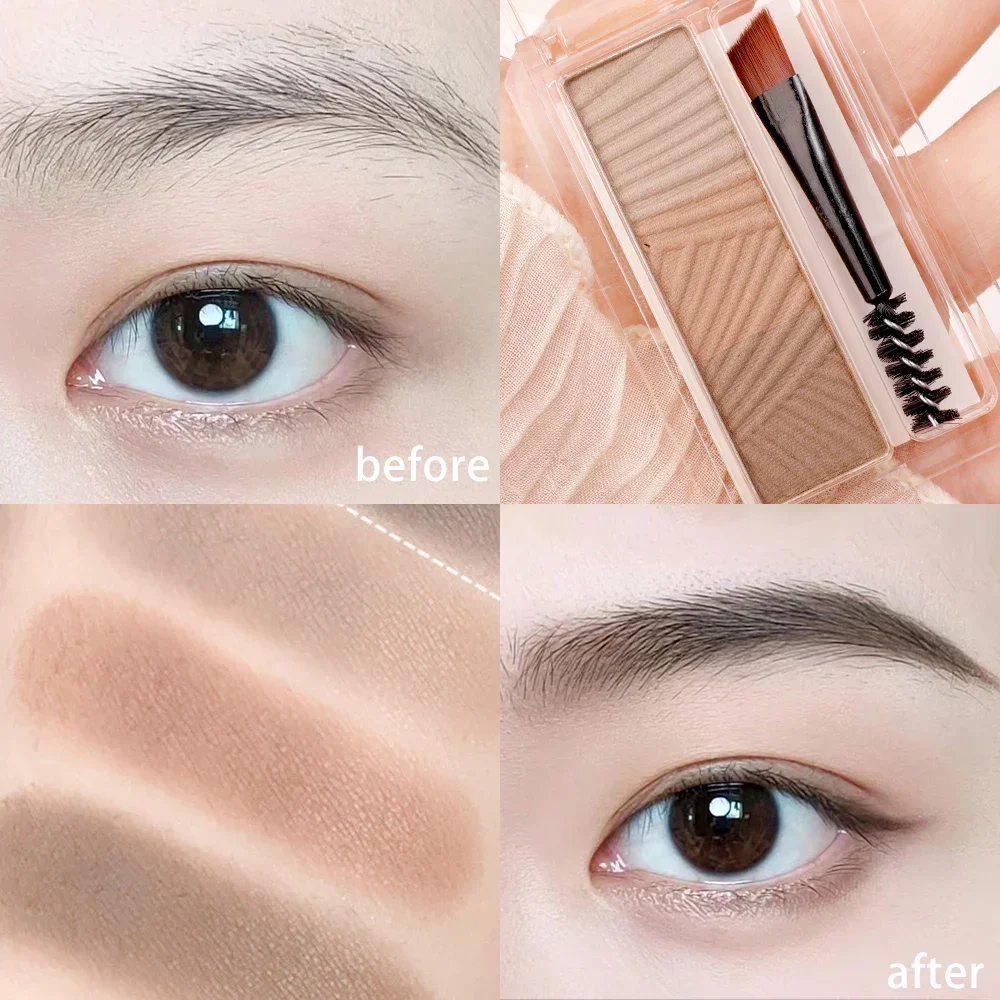 3D Eyebrow Powder Palette with Brush Waterproof Brown Brow Tint Powder 3color Not Fading Eyebrows Shadow Pigment Makeup Cosmetic