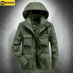 Outdoor Jacket Men Retro Hiking Jacket Hooded Coat Men Camping Jacket Waterproof Lightweight Autumn Coat Men Windbreaker Coat