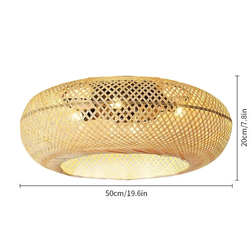 Light High Power Inverter Bamboo Woven Ceiling Fan Light Remote Silent Variable Frequency Dining Room Bedroom Ceiling Fans