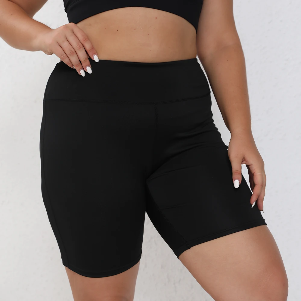 

Plus Size Yoga Shorts Women Black High Waist Shorts For Fitness Running Workout Woman Clothing 0XL-4XL