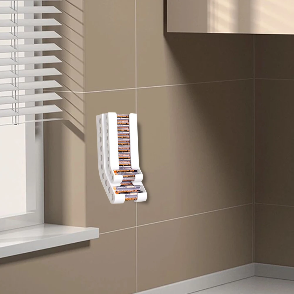 منظم تخزين البطاريات على الحائط AA & AAA كومبو موزع بطارية صغير لتخزين بطاريات AAA و10 AA