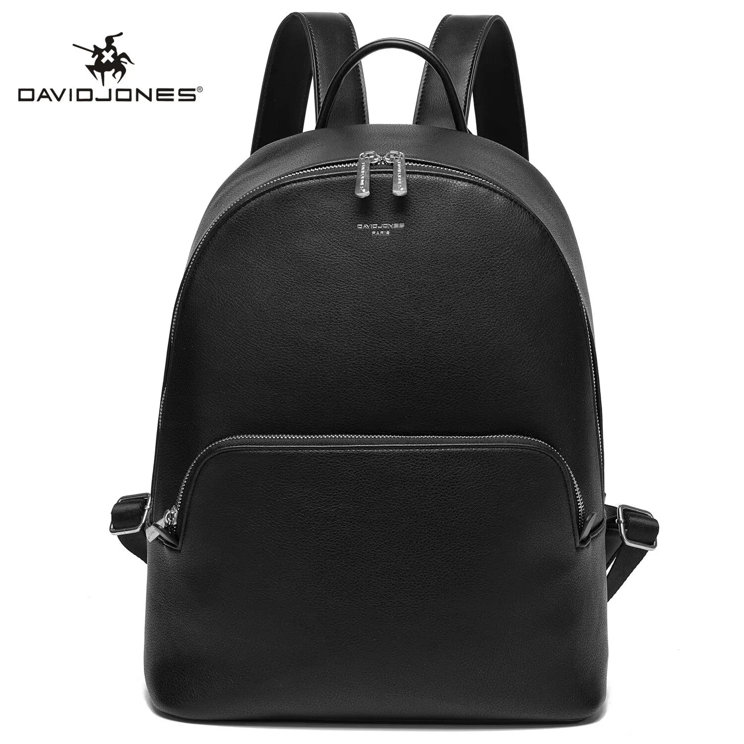 David Jones Vintage Backpacks for Women Black School Bags for Girls Soft Faux Leather Female Handbags Travel Shoulder Bag