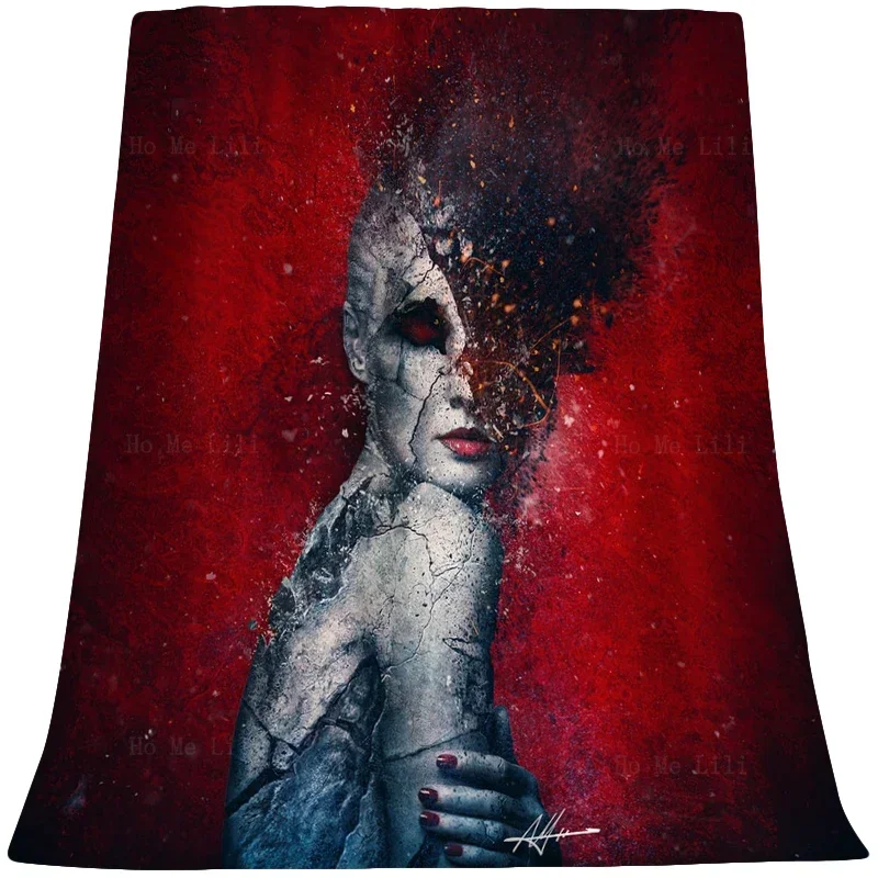 Couverture de glouton gothique pour une utilisation sur le canapé, affiche sombre, damassé, mort-vivant, horreur, automatique, surréaliste, indifférence, par Ho Me CAN i Fit