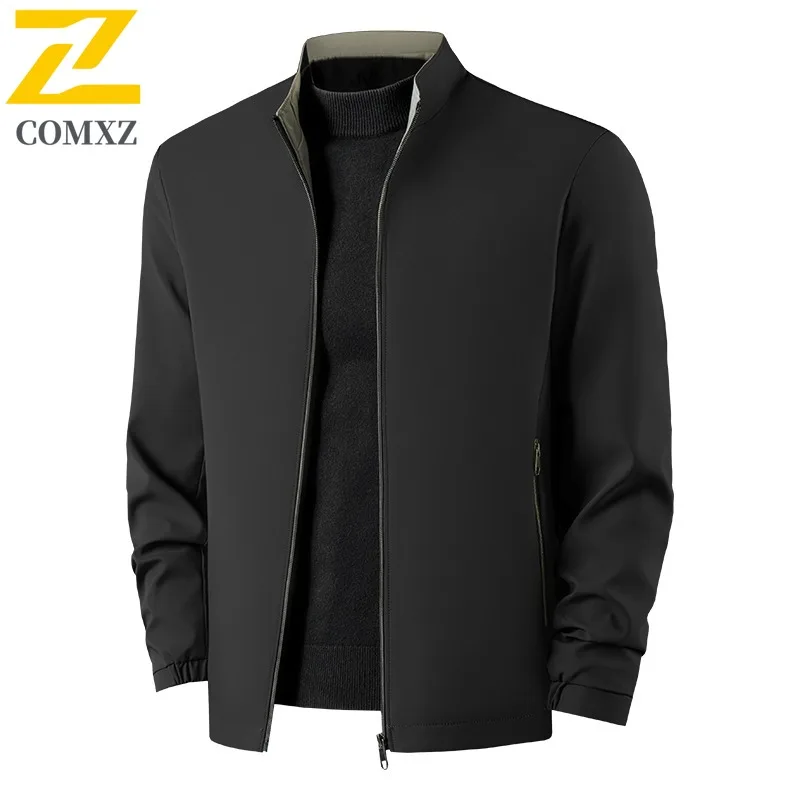 

Spring Men's Stand Collar Work Jacket Business Casual Multi-Functional Coat Waterproof Windproof for Office Fishing Camping 2025