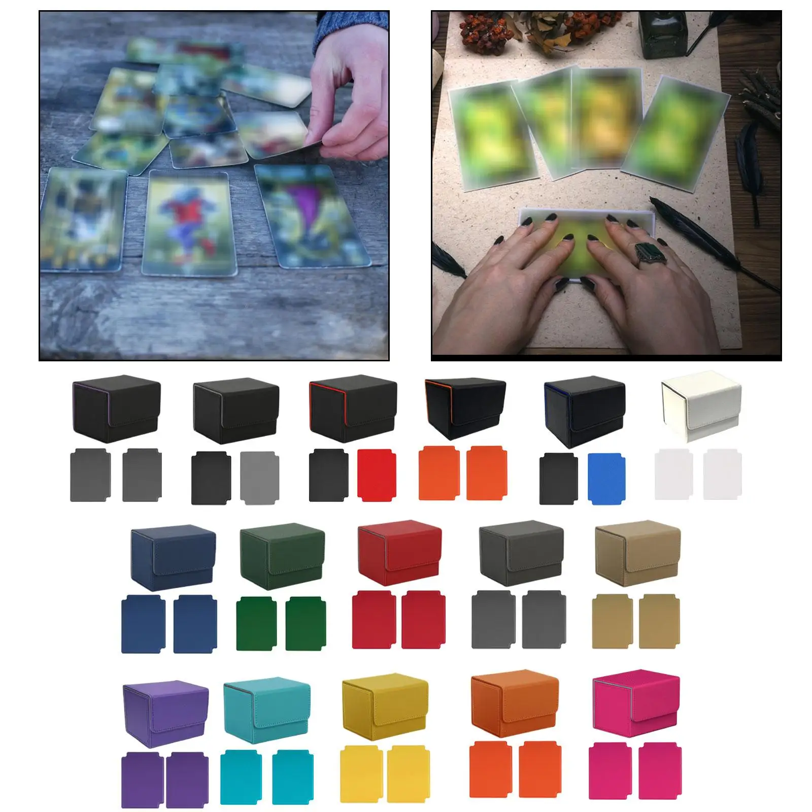 

Card Deck Box Premium PU Leather Game Card Protectors Trading Cards Case Album Collectible Cards Container TCG Card Storage Box