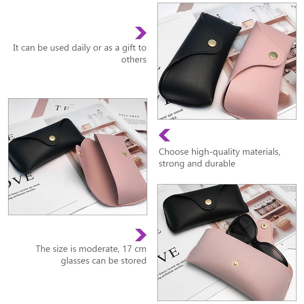 2 قطعة حافظة نظارات من البولي يوريثان سعة كبيرة حقيبة تخزين النظارات الشمسية حقيبة حامل النظارات المحمولة لمنظم النظارات باللون الأسود