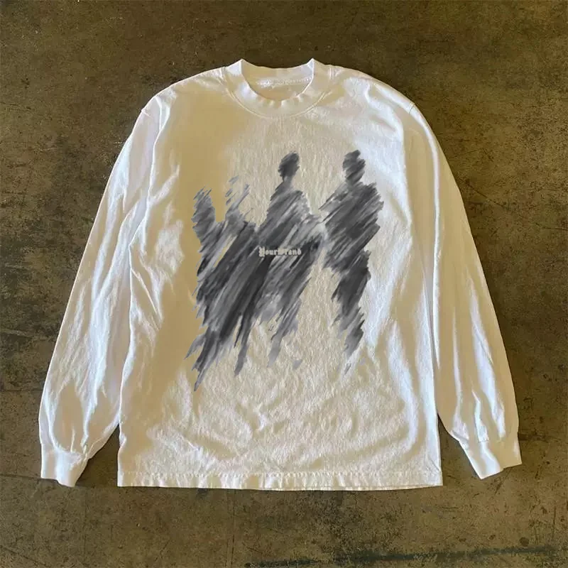 Long Sleeve 310 Pure Cotton Men's T-Shirt Upward Hero Non-Light American Style Couple's T-Shirt Youth Loose Fit Printed Tee