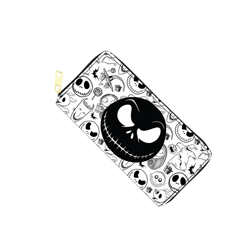 Disney The Nightmare Before Christmas Wallet Anime Printed Long Zipper Coin Purse Funny PU Card Bag Girls Wallets Kids Gifts