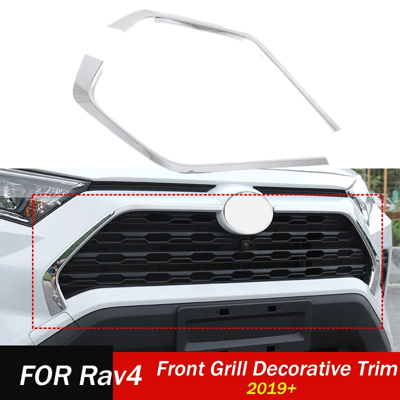 

For Toyota Rav4 2019+ Car Front Grill Grille Cover Decorative Trim Strips Sticker Mouldings Body Kit Tuning