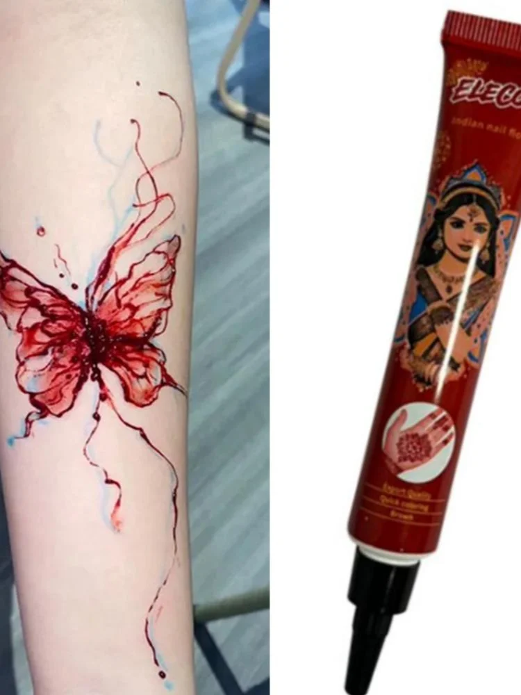 Pâte de tatouage au henné indien naturel, pour tatouage temporaire, peinture corporelle, cône de crème artistique, bricolage, encre de tatouage, noir, marron, rouge