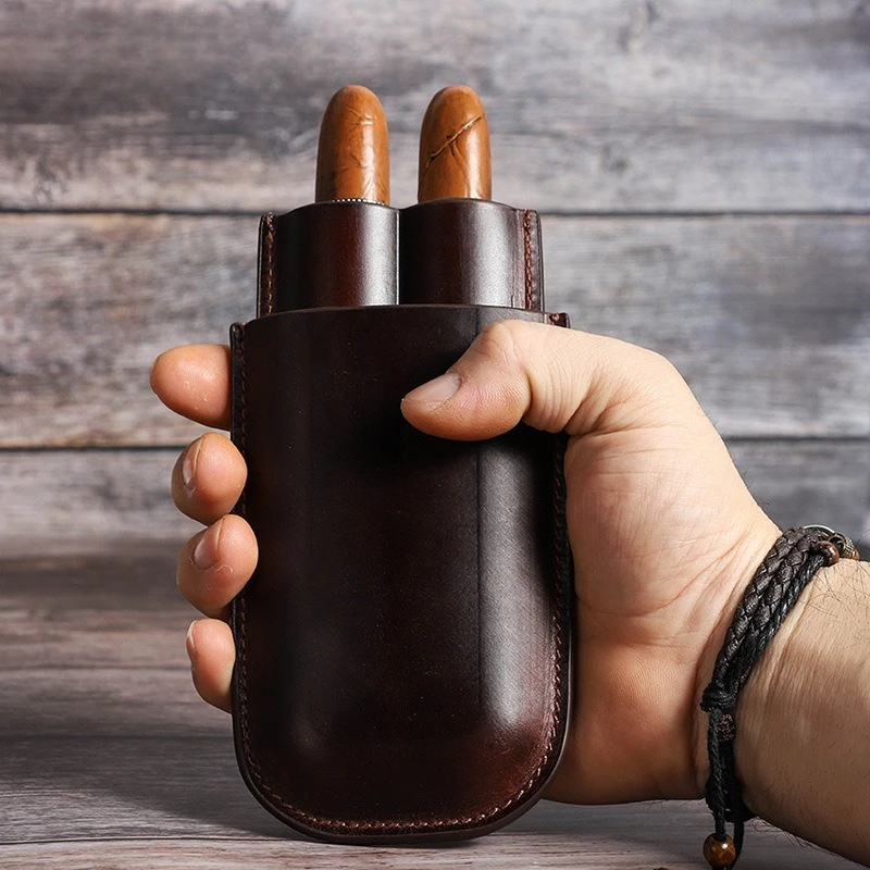 

New Leather Cigar Cover Two-in-One Travel Portable Cigar Moisturizer