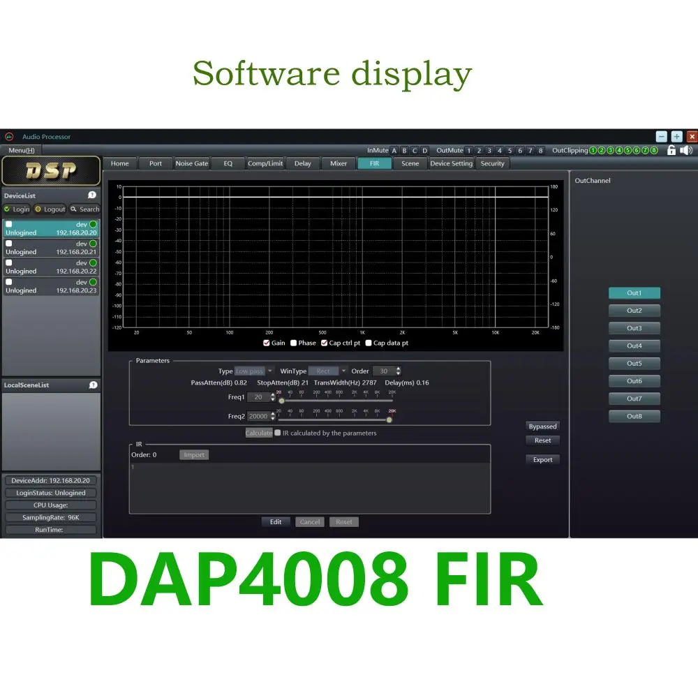 DPA0408RTS Professional Digital Audio Processor 96KHZ Sound Processor With FIR AES AUTO Effects Processor