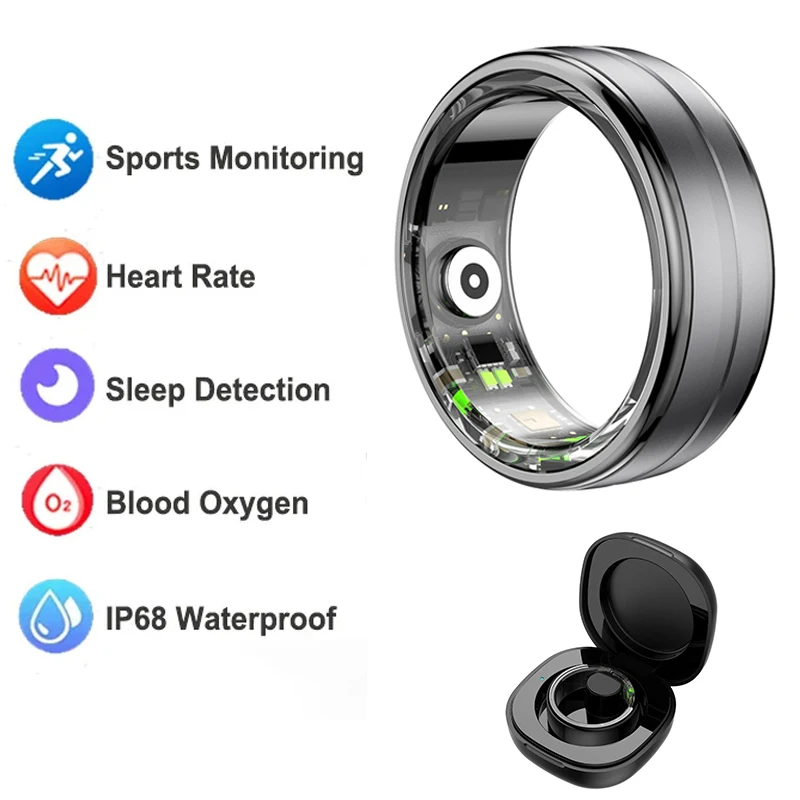 

New Smart Ring Military Grade Titanium Steel Shell Health Monitoring 5ATM Waterproof Multi-sport Modes For Men Women