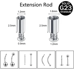 ZS 14/16G G23 Titanium Extension Rod for Piercing Jewelry Extension BarBell for Lip/Tongue/Belly Piercings Accessories Earring