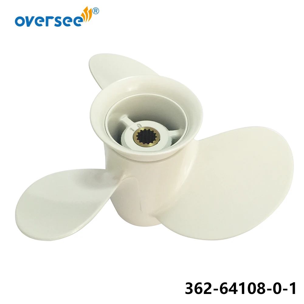 OVERSEE Aluminum Propeller  362-64108-0-1 3X9.2X9.8 Right White 9.9, 15, 18 HP For Fitting TOHATSU Outboard