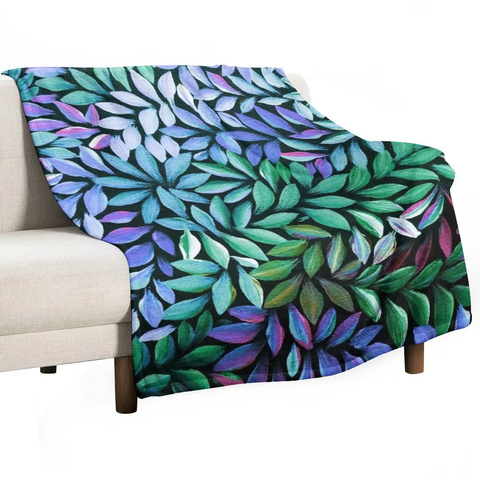 Australian Aboriginal Art Medical Leaves Pink Purple Turquoise Throw Blanket Sleeping Bag Travel Vintage Retros Single Blankets