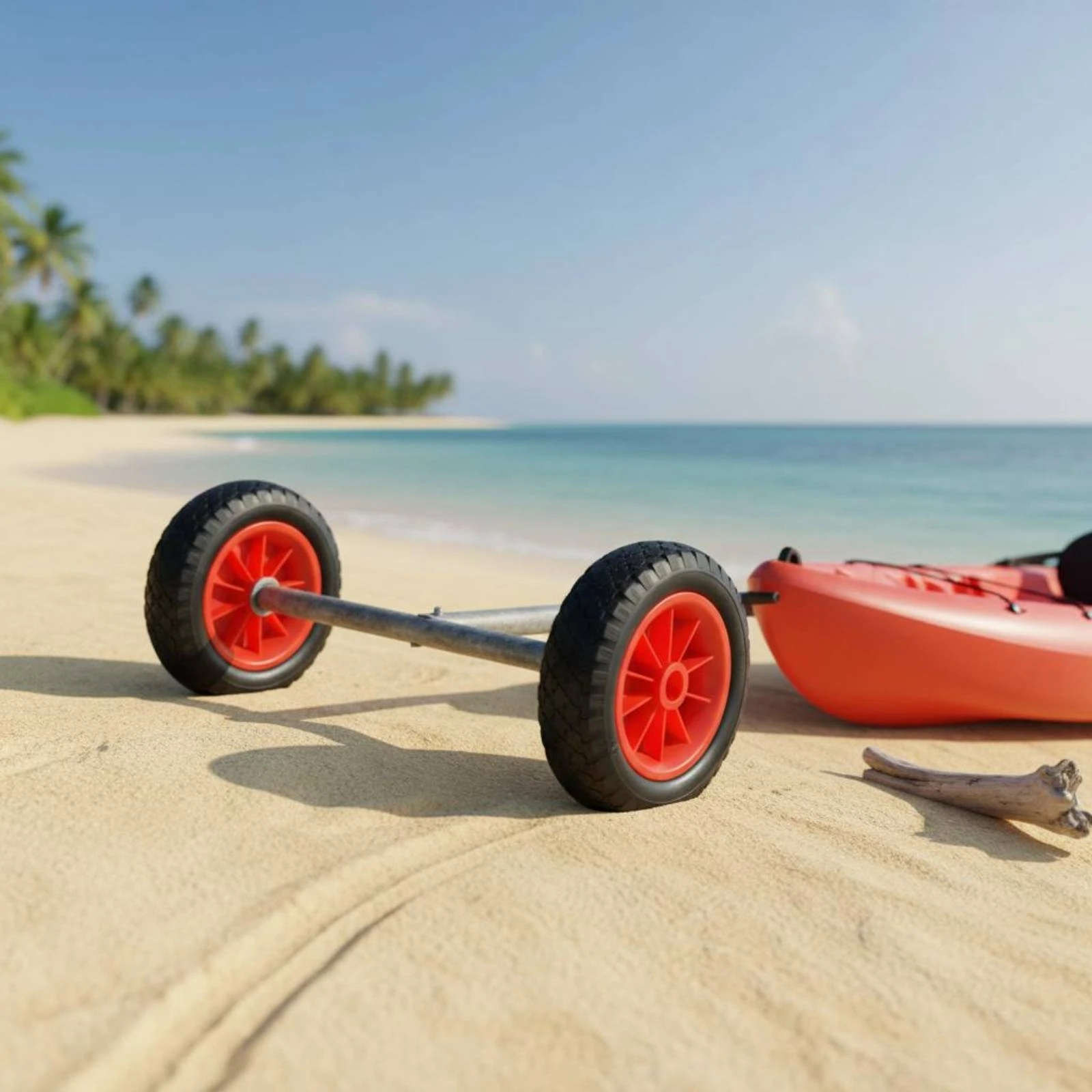 

2 Pieces Kayak Hauling Wheel Sand-Friendly Solid PU Wheel Beach Wheels Heavy Duty Outdoor Gear Easy Rolling
