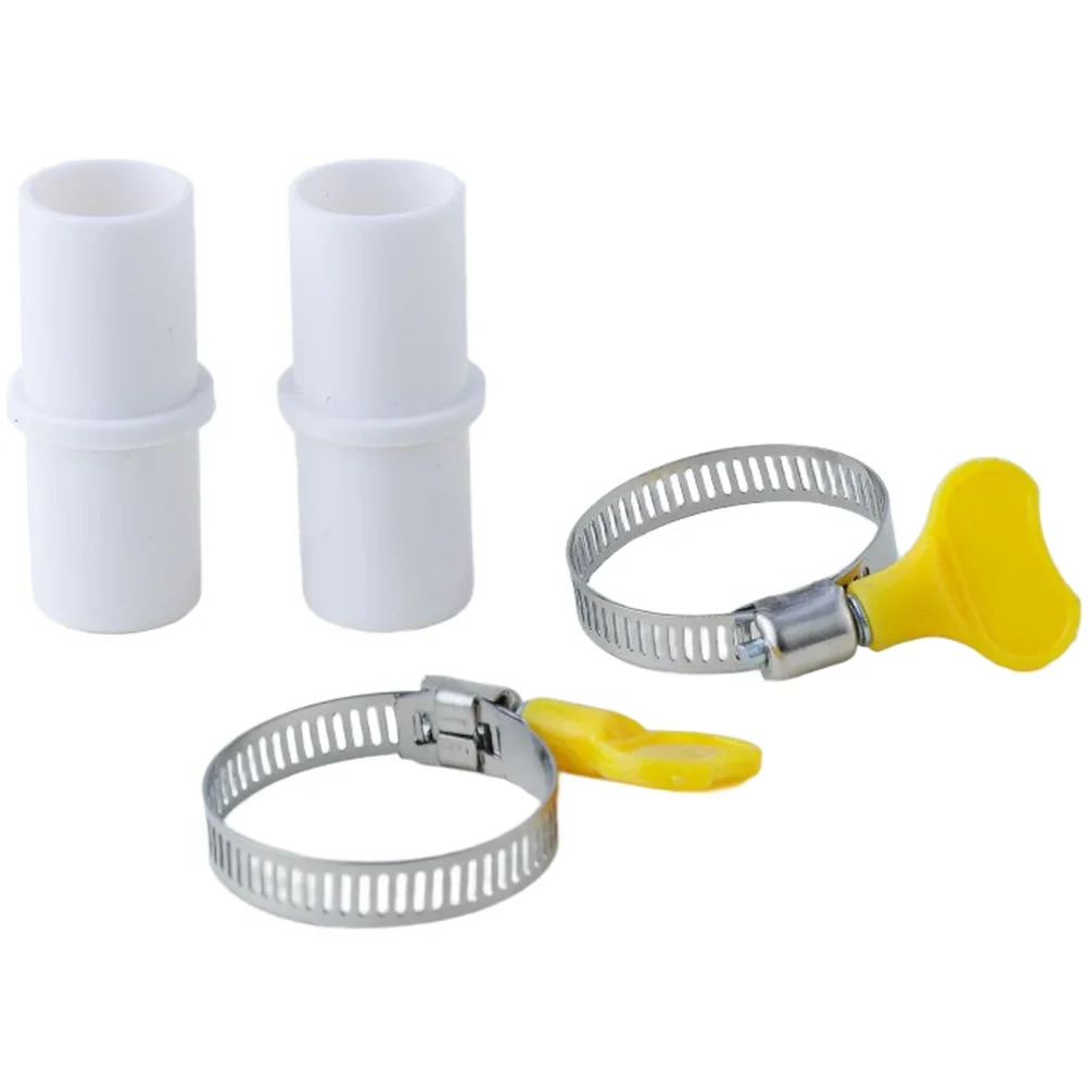 Washing Machine Drain Hose Connector Set 2 Pack PP White Extension Fitting With Stainless Steel Clamps For 20mm ID