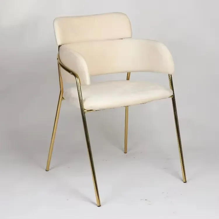 Luxury Velvet Dining Chair with Metal Legs Simple Classy Design for Home Living Room Cafe Light Weight Internet Celebrity