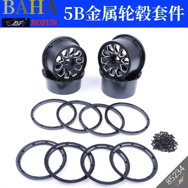 Rofan Ferngesteuertes Auto BAHA 5B Metallradnabensatz mit Metallfelgenrahmen, Felgensicherungsring und Schrauben Baja