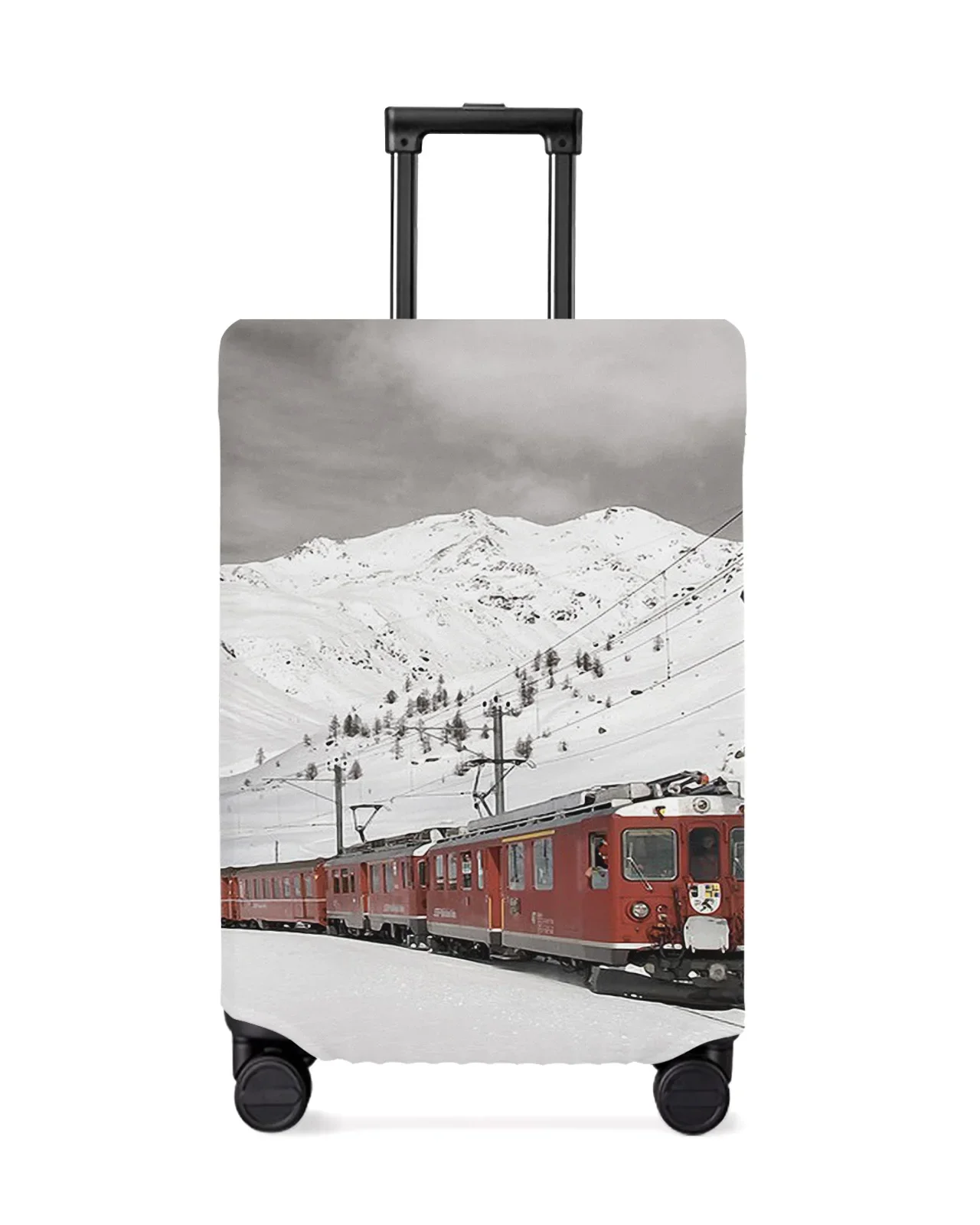 Snow Mountain Red Train Travel Luggage Protective Cover for Travel Accessories Suitcase Elastic Dust Case Protect Sleeve