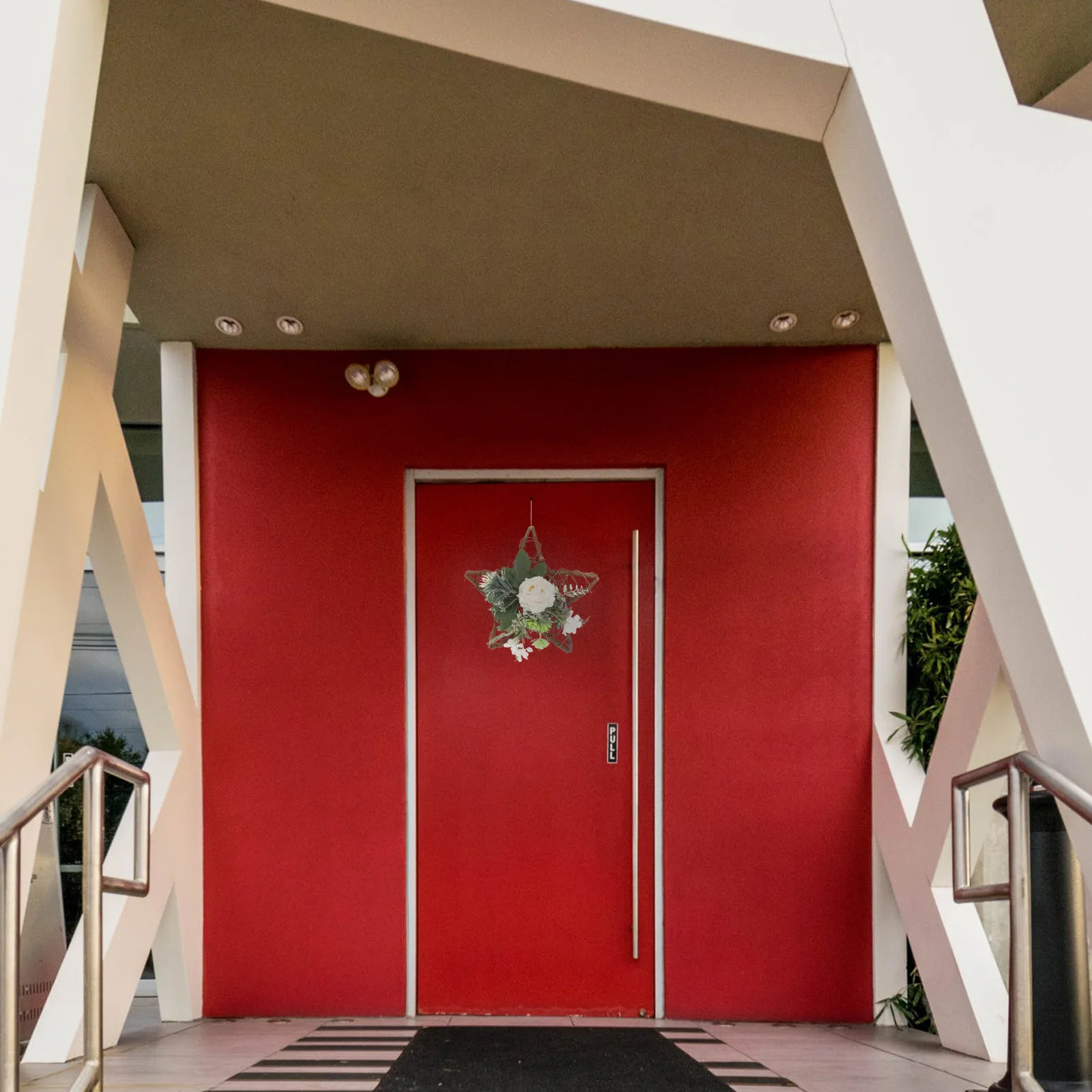 

1Pcs Simulation Flower Pendant Pentagram Shape Realistic Green Decorative Wall Hanging Home Ornament Party Door Decoration