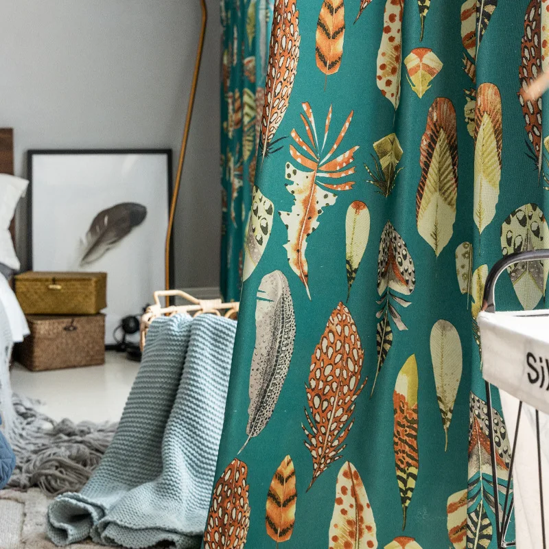 Korean Style and Simplicity Curtains for Living Room Bedroom Dining Room Polyester Cotton Printed Blackout Customized Curtains