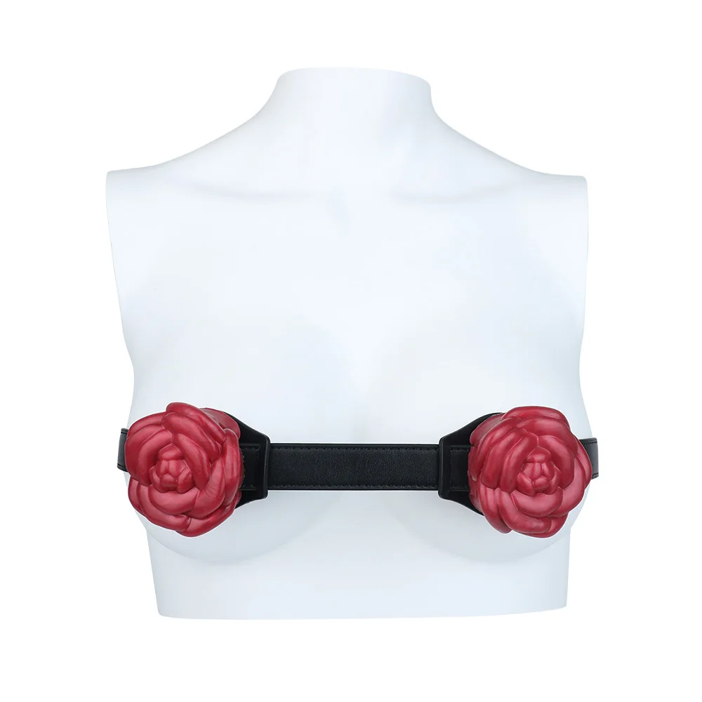 QKKQ Wearable Erotic Spike Bra Silicone Noctilucent Decoration Rose Underwear Chest Cover Breast Stimulator For Couple Flirting view 4