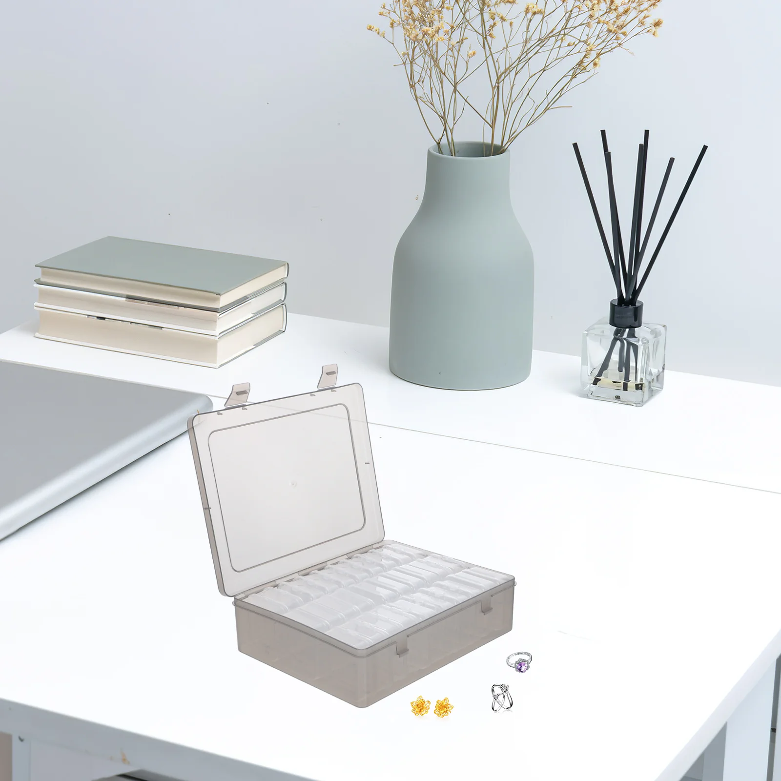 

1Set Transparent Crafts Storage Box Large Capacity Beads Jewelry Organizer Desktop Dresser Container Clear View Accessible