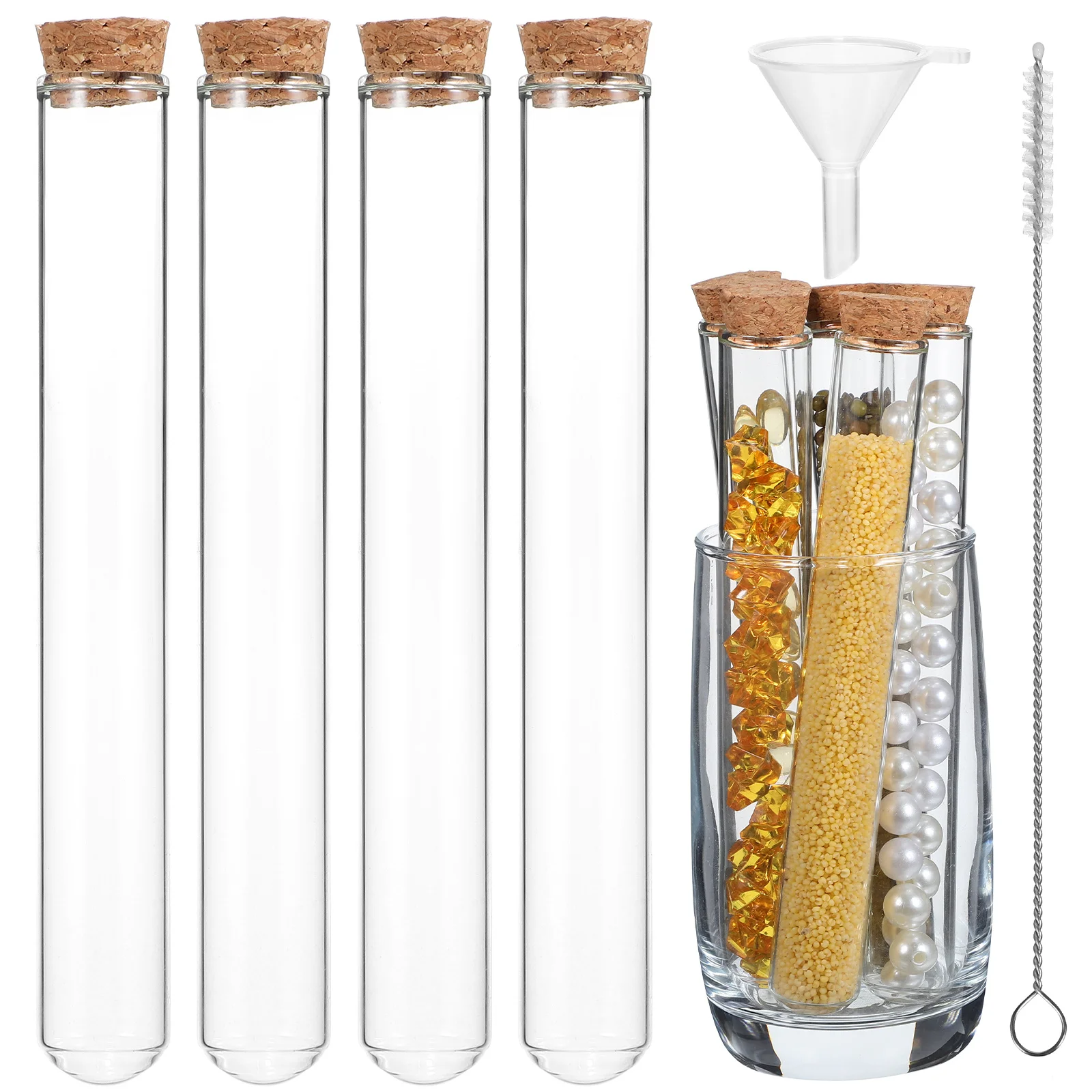 

16 Pcs Test Tubes with Cork Lids Funnel Industrial Glass Tubing For Laboratory Corks