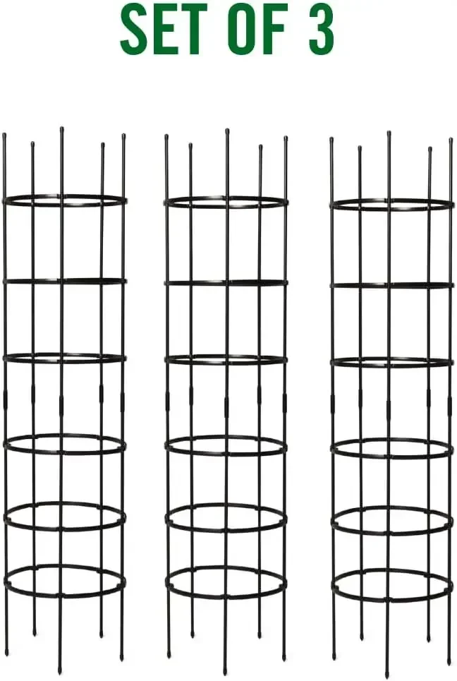 أقفاص طماطم طويلة جدًا قابلة للتخصيص من تيتان، مجموعة من 3 قطع، تعريشة دعم نباتية قوية من الصلب لنباتات التسلق والخضروات، 19-