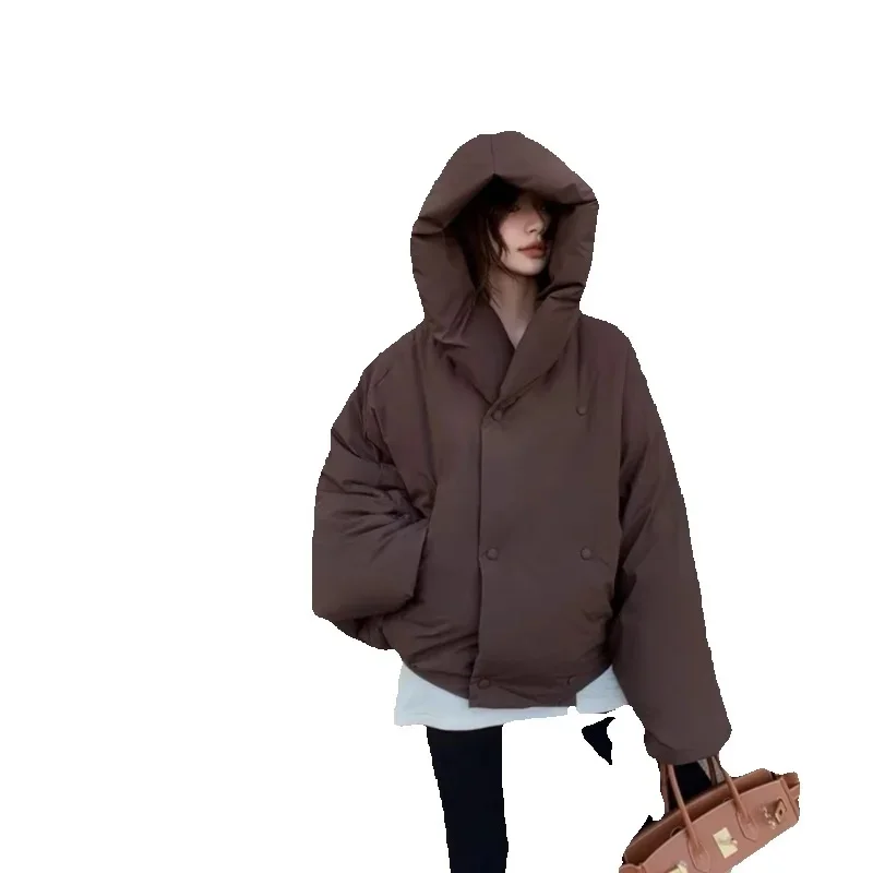 

Autumn Winter Short Down Jacket Cotton Coat Women 2025 New Fashion Loose Casual Hooded Cotton Jacket Keep Warm Outerwear Female