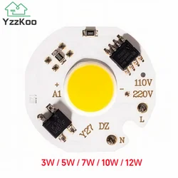 YzzKoo 3W 5W 7W 9W 10W 12W Y27 LED COB lampa układowa 220V Smart IC nie ma potrzeby kierowcy żarówka LED do światło halogenowe zimnej białej ciepłej bieli