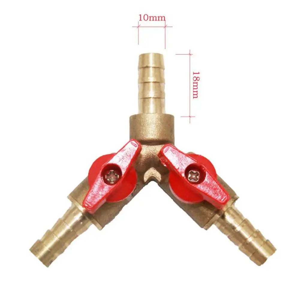 Three Way Brass Barbed Valve Leakproof Fuel Gas Oil Hose Adapter Clamp for Automotive Use