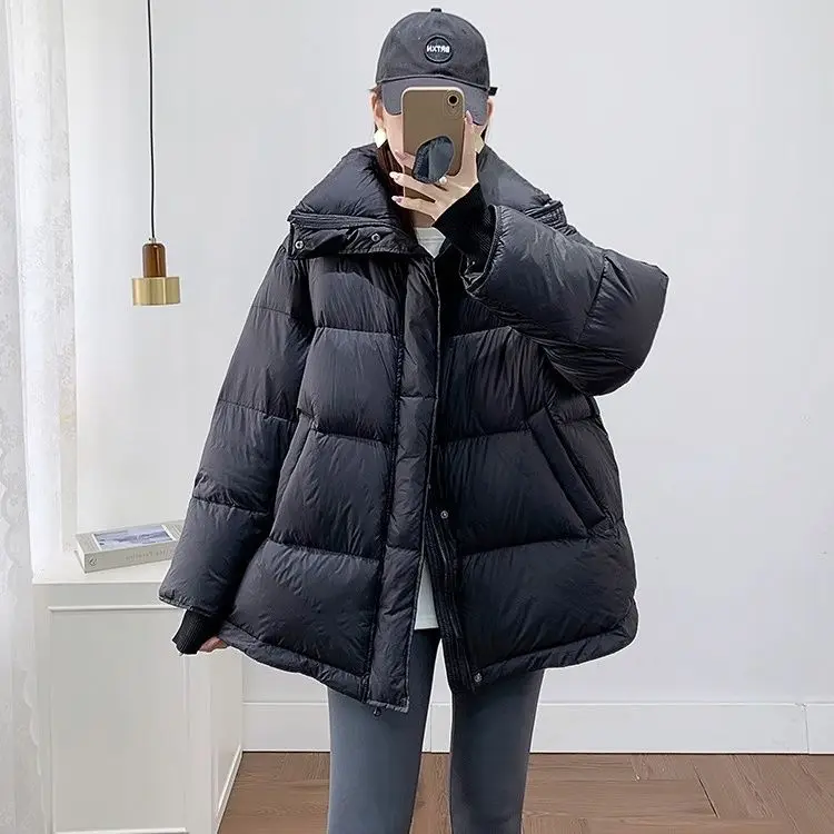 겨울 새로운 여성 다운 재킷 방풍 스탠드 칼라 느슨한 통근 따뜻한 재킷
