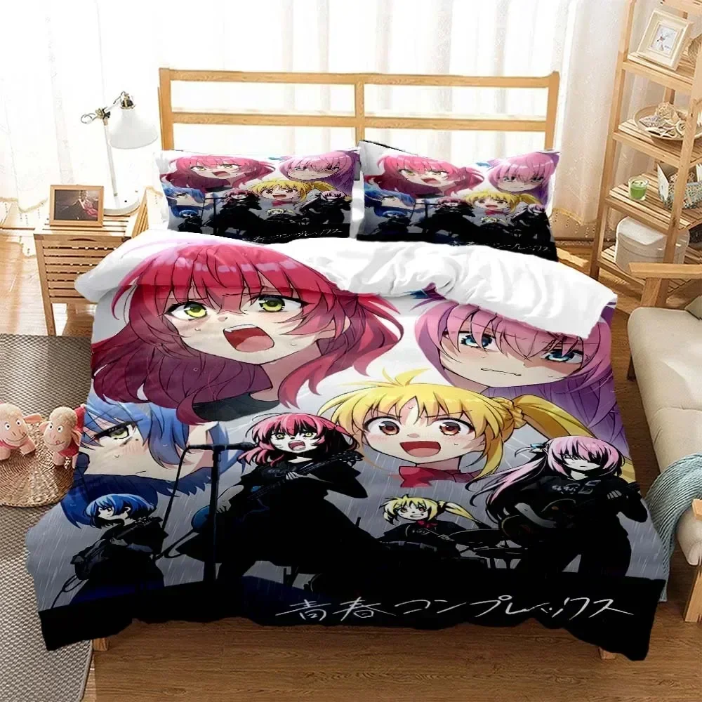 3D Anime Lonely Rock Digital Print Polyester Bed Set Duvet Cover Pillowcase Bedding Set Linen Sheet Quilt Cover Queen King Size