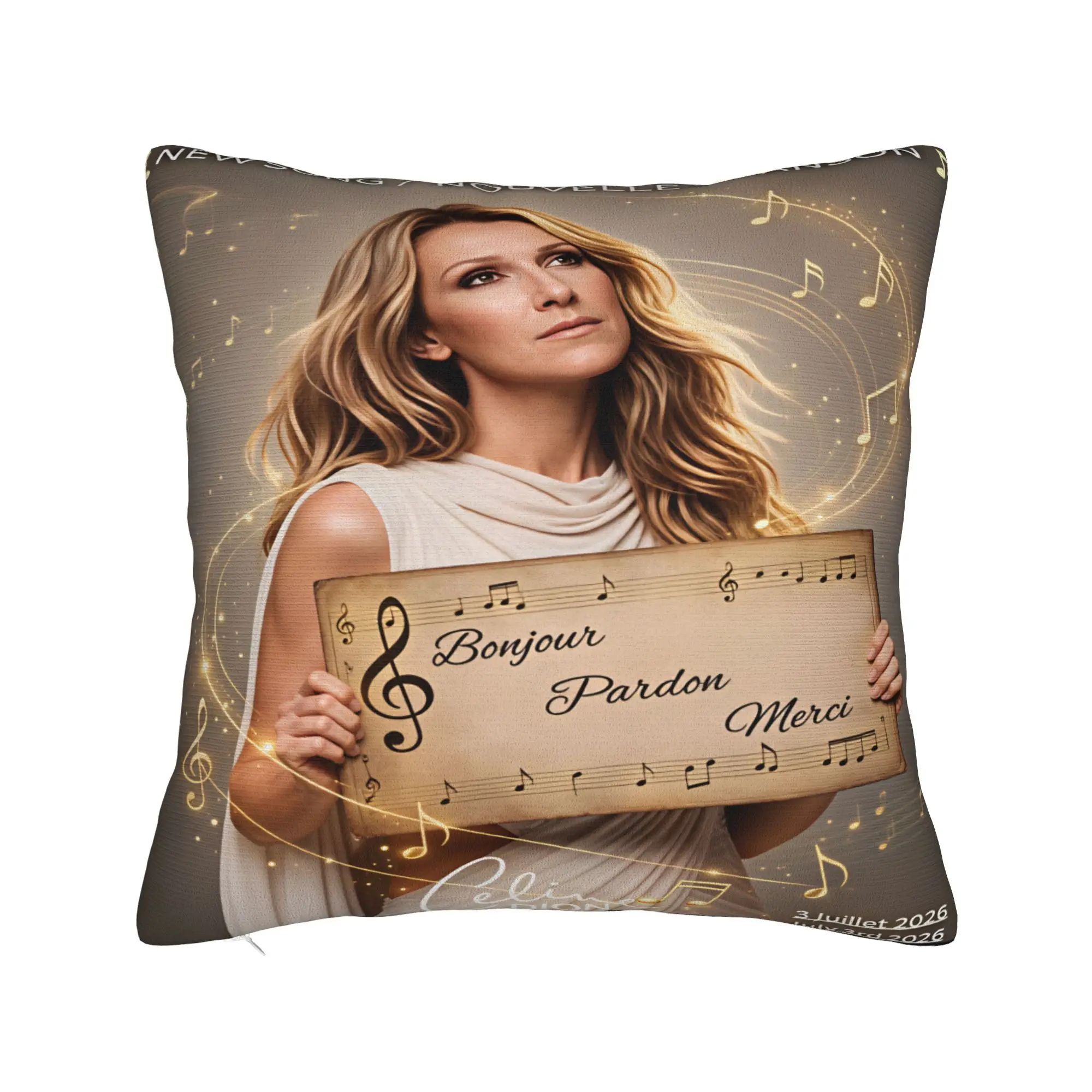 Celines Dions Paris 2026 Pillow Cover  Fashion Pillow Case For Living Room Sofa Comfy Pillowcases Gift