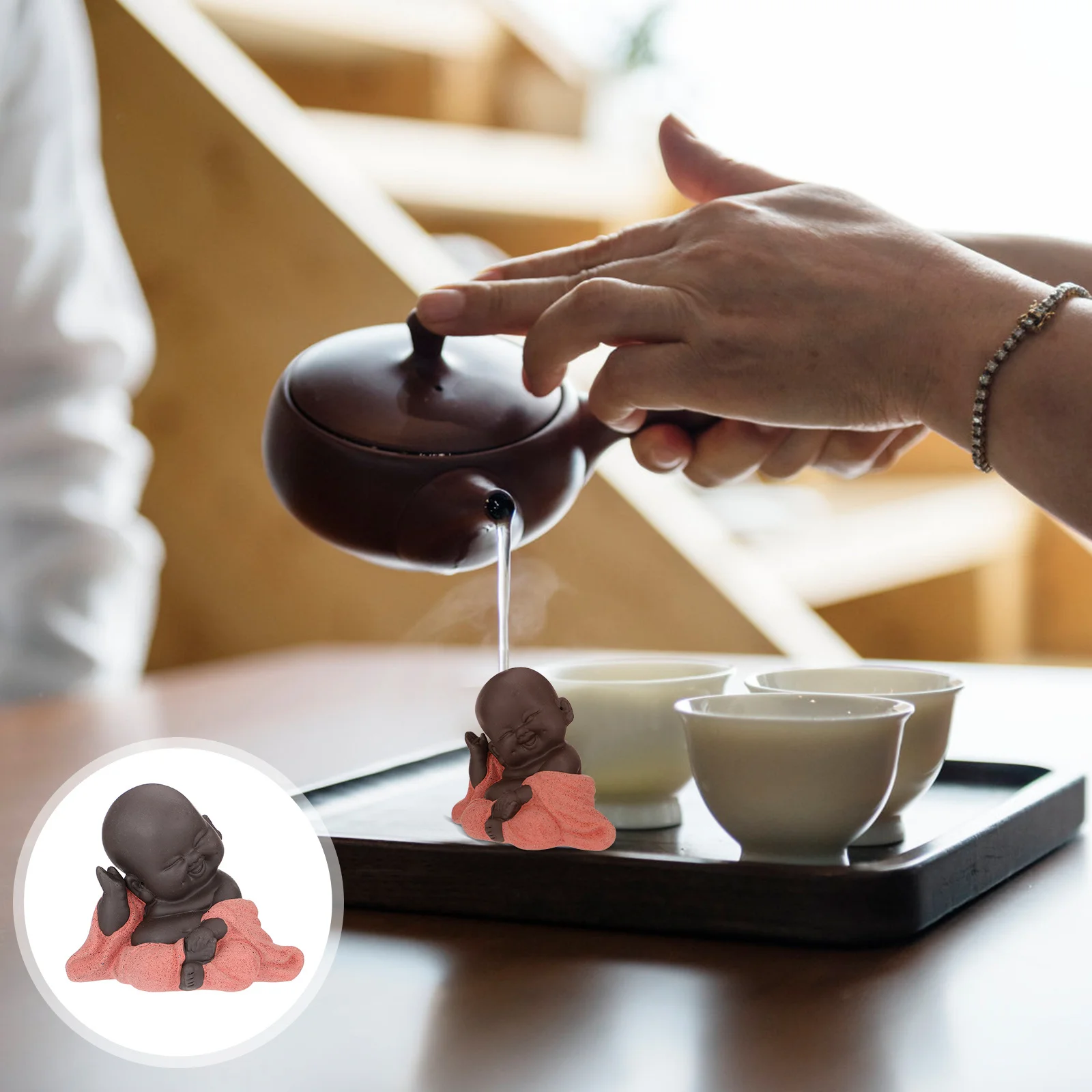 

1Pcs Maitreya Tea Pet Lovely Buddha Statue Fine Craftsmanship Home Decor Religious Art Piece Table Decor Creative Tea Table