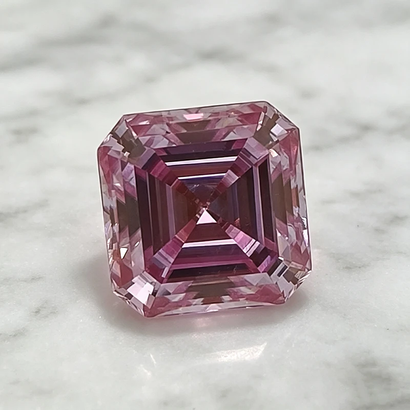 Moissanit-Stein in Asscher-Form, Sakura-Rosa Edelstein für DIY-Ringe, Halsketten und Ohrringe, besteht den Diamanttest mit Zertifikat. – Detail 4