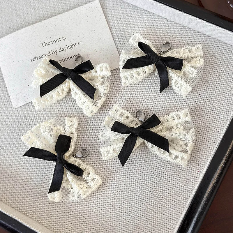 Black White Lace Bow Shoe Clips Removable DIY Versatile Decor for Sneakers Premium Elegant Sparkling Lightweight Daily Wear