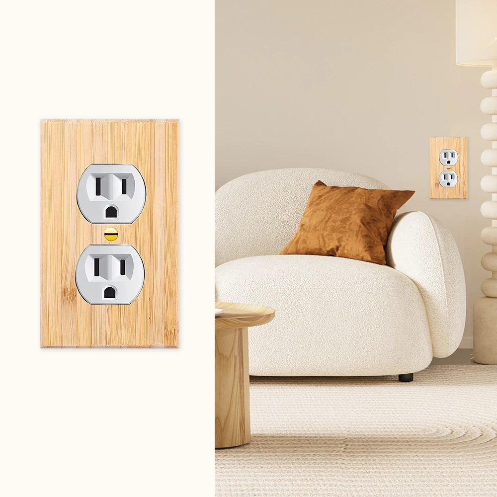 1 Piece of Wall Panel Light Switch Cover, Various Styles of Bamboo Wall Panel Light Switch Socket Cover, Sturdy and Durable